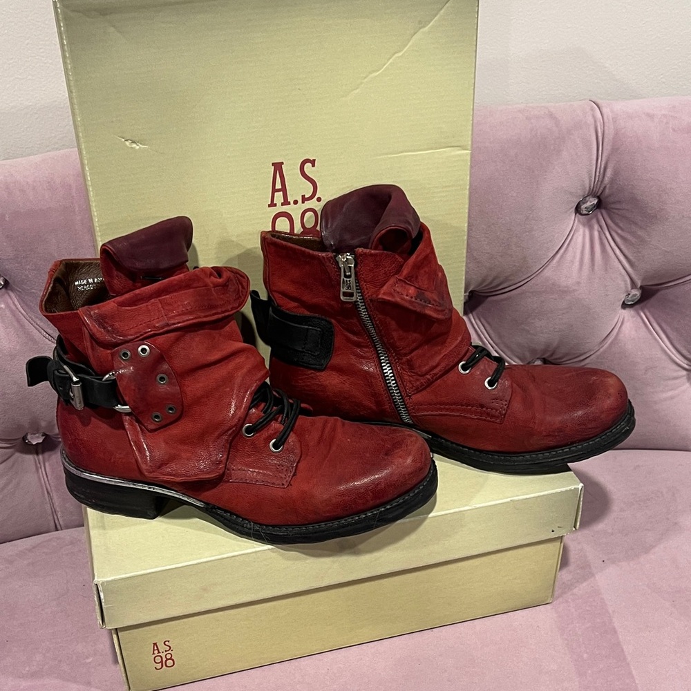 A.S.98 Women's Bold Red Combat Boots